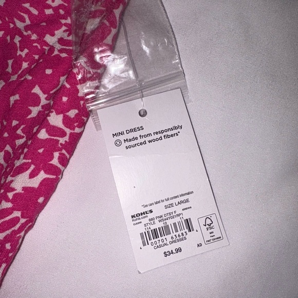 Sonoma NWT Size L Pink Ditsy Floral Pocket Sleeveless Pintuck Mini Dress - Picture 6 of 9